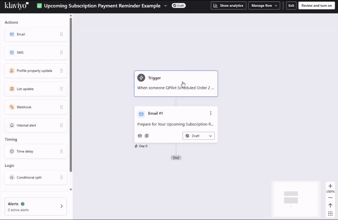 Example Klaviyo Flow for Upcoming Scheduled Order Notifications