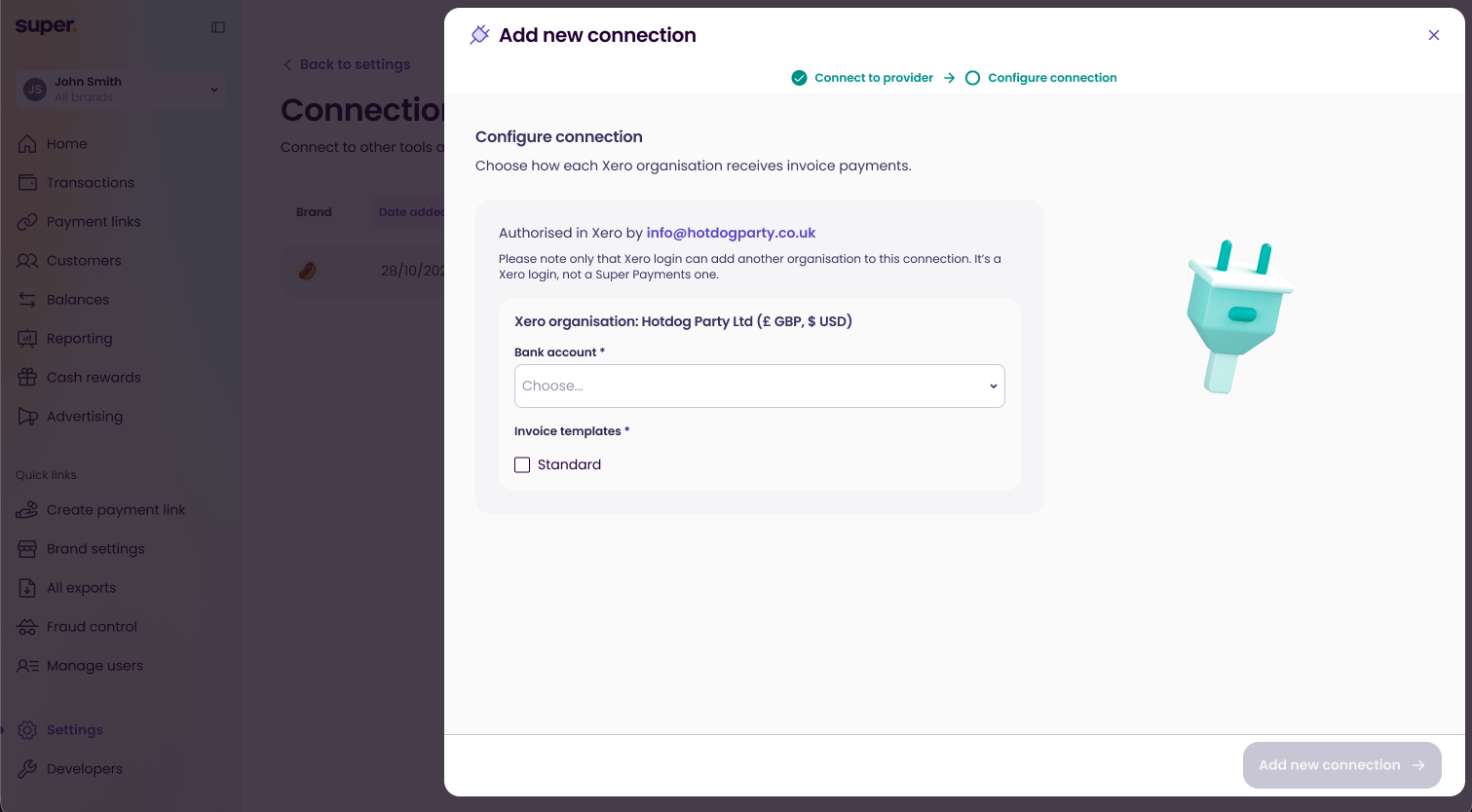 Your Xero organisation added to the connection