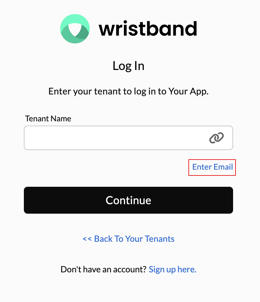 Enter Tenant Domain Screen