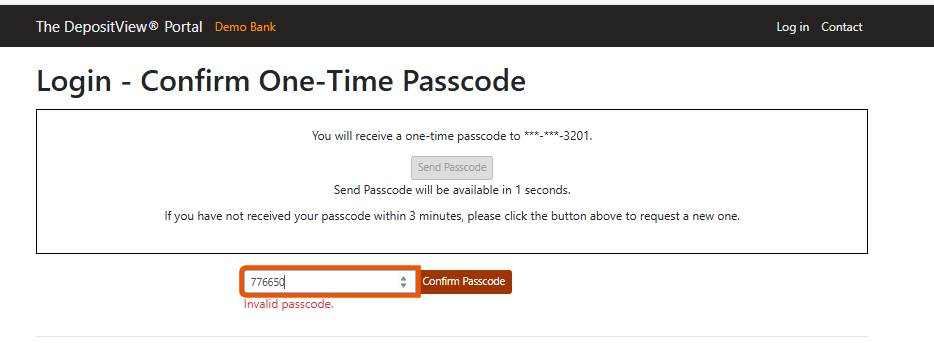 Invalid Passcode