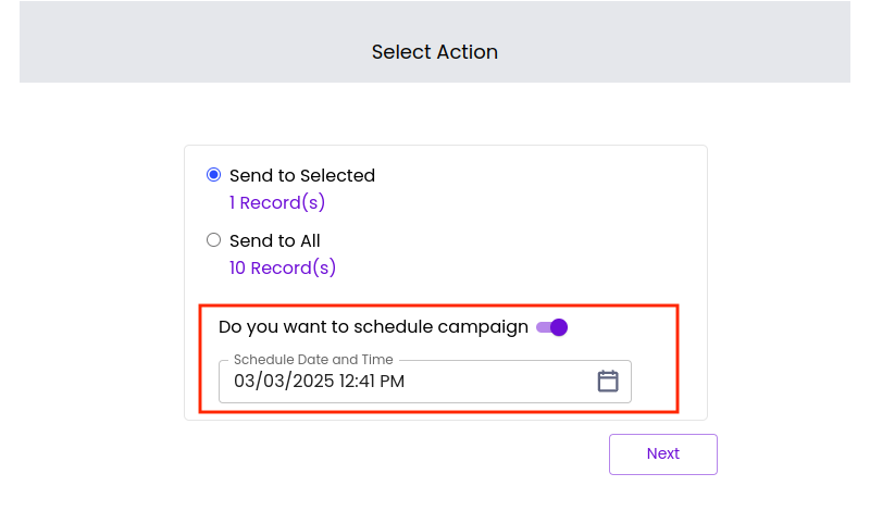 Bulk messaging - schedule campaign