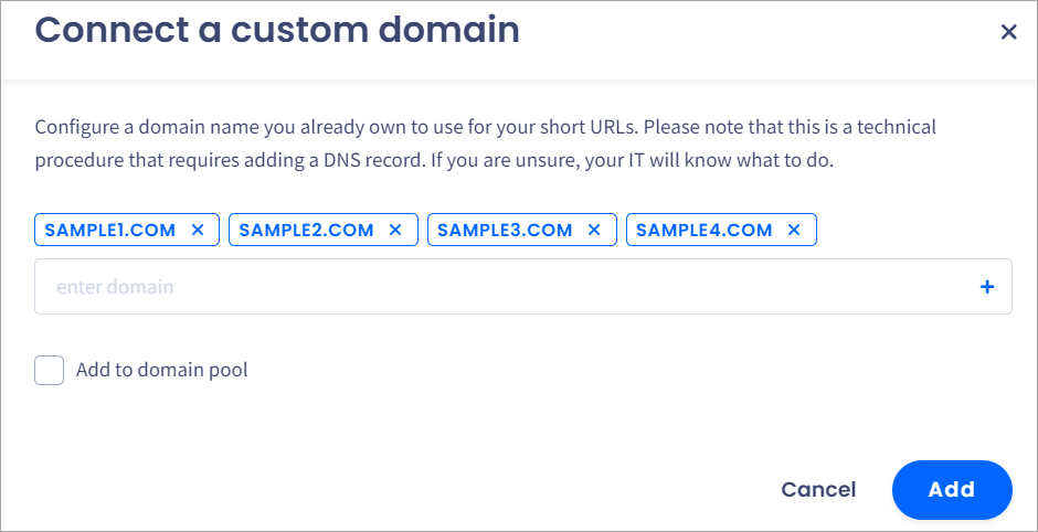 Screenshot of the **Connect a custom domain** section