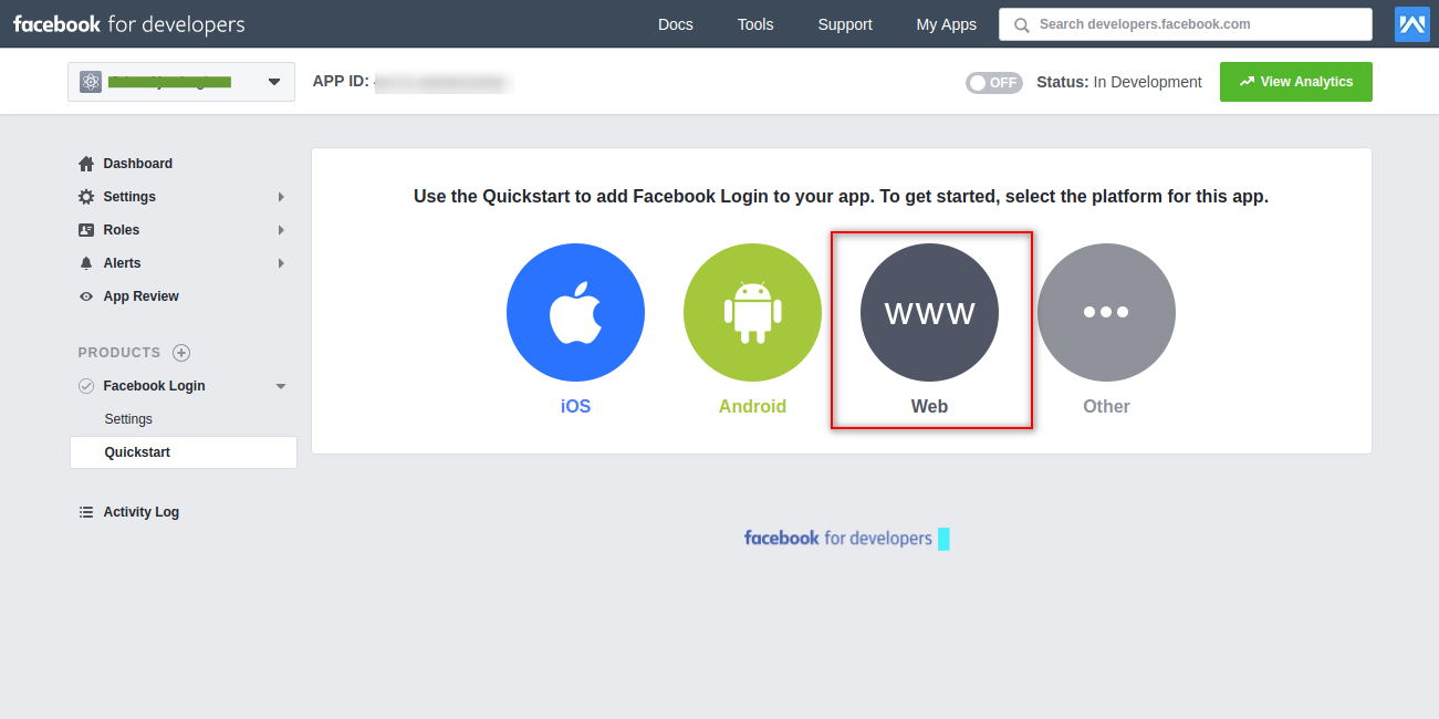 Setting Up Facebook Login