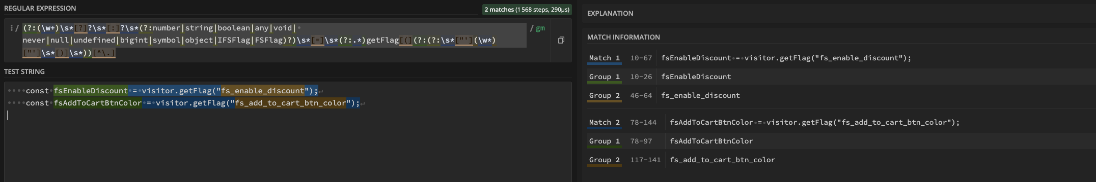 Match declarative variable and flag's key