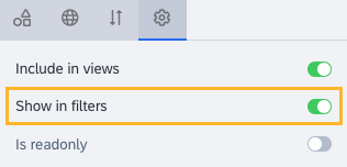 "Show in filters" Toggle on the "Options" Tab