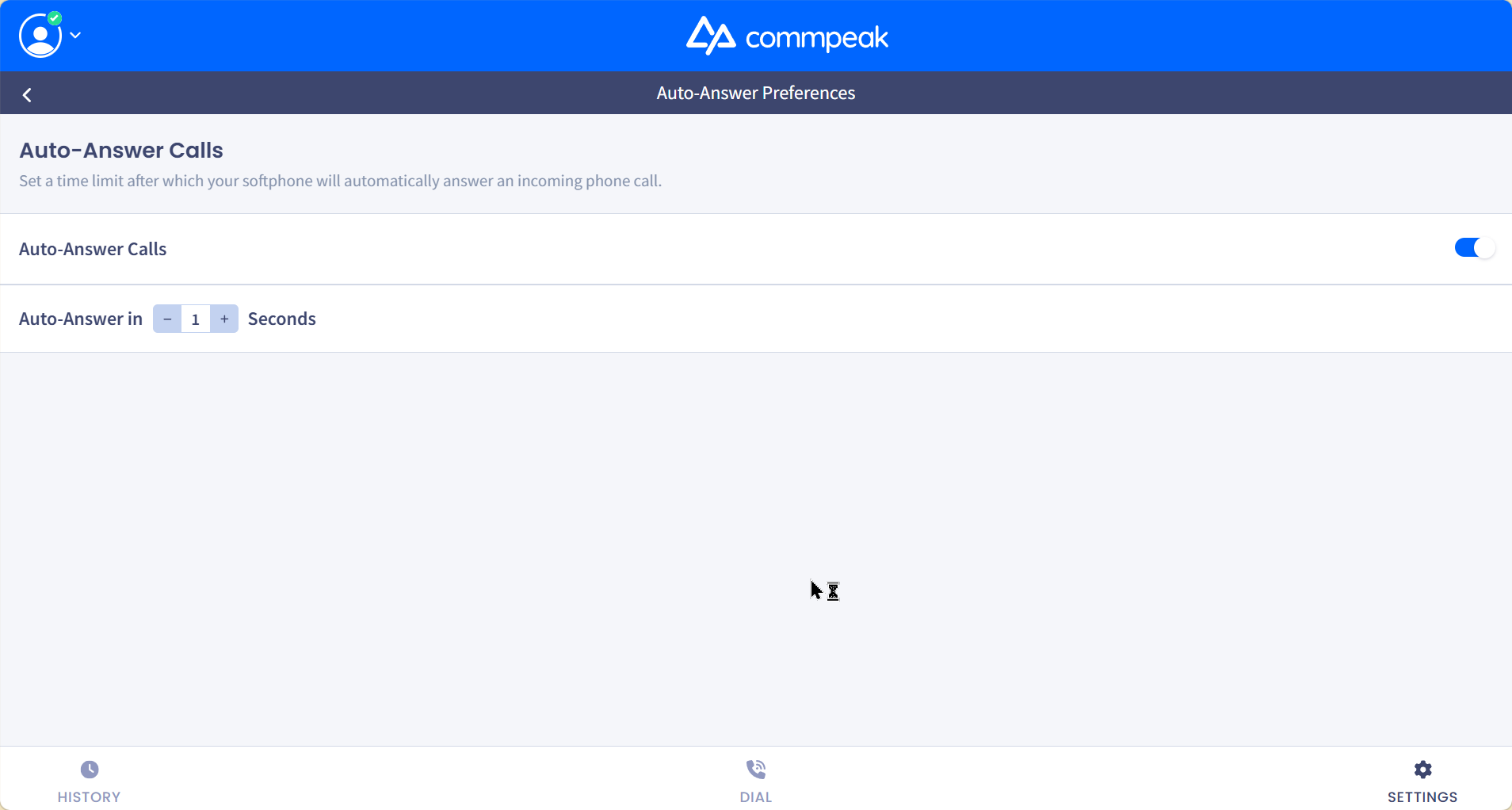 Screenshot of the Auto-Answer Calls toggle