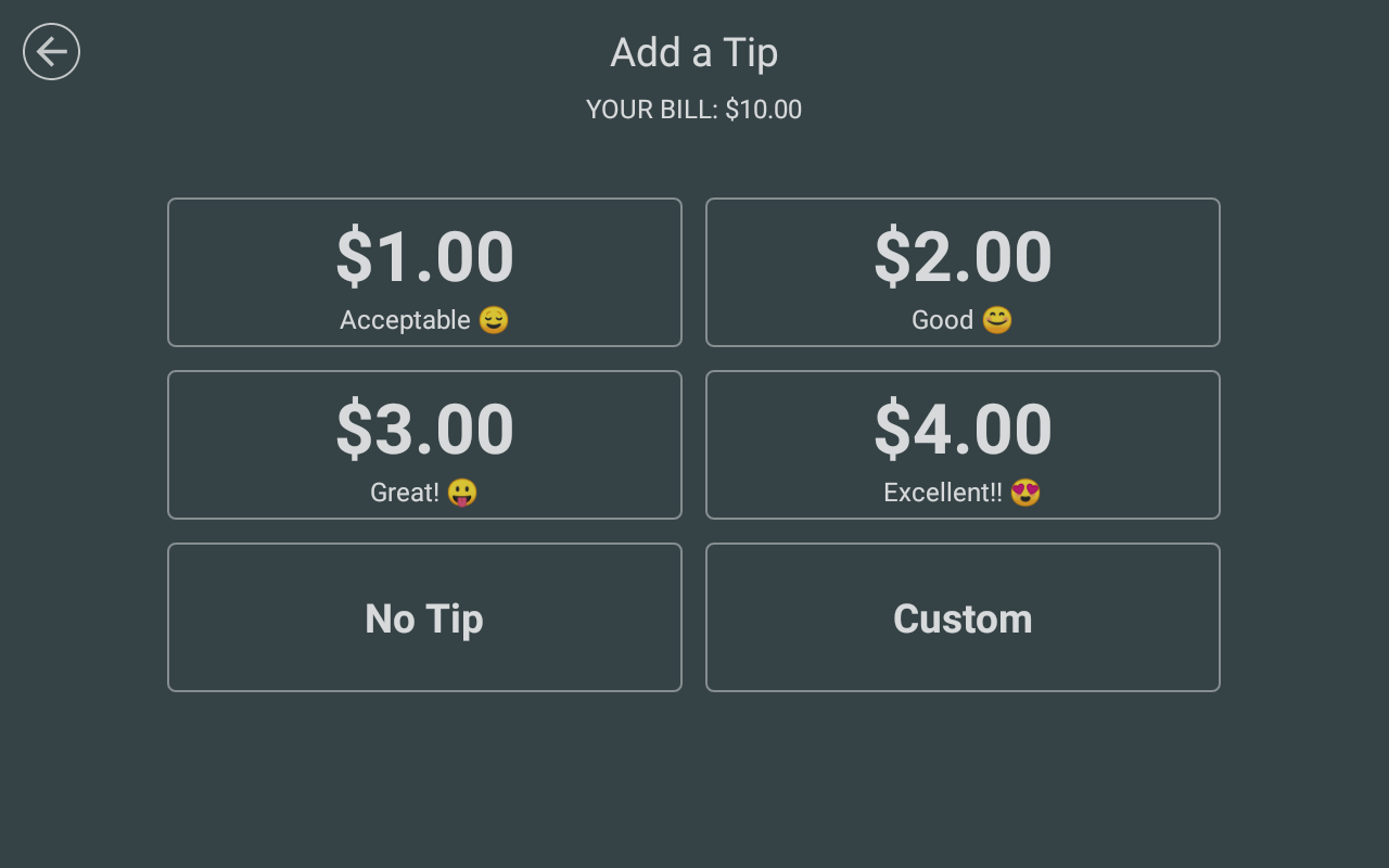 Four custom tip amount suggestions