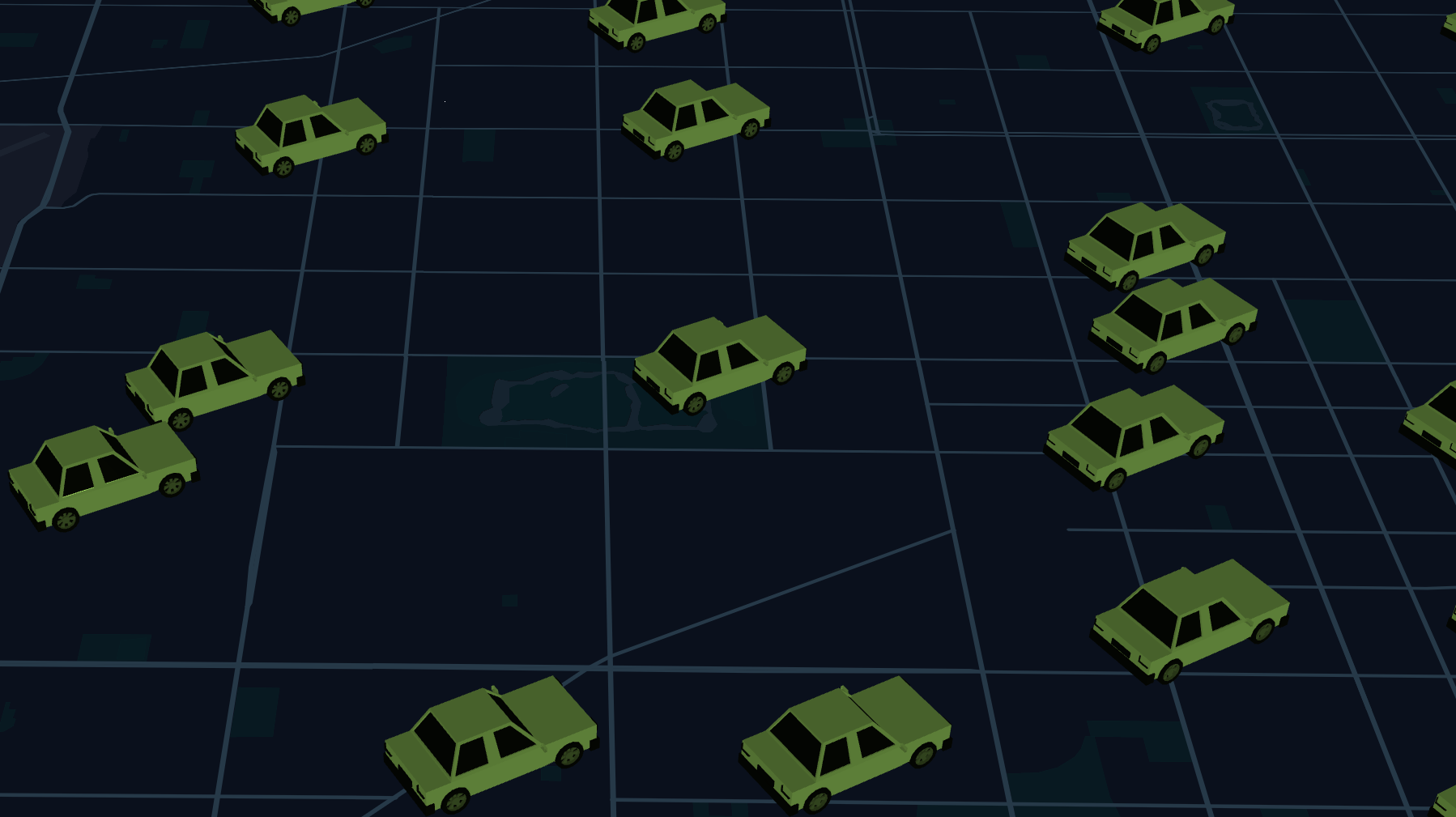 The 3D Layer showing car models.