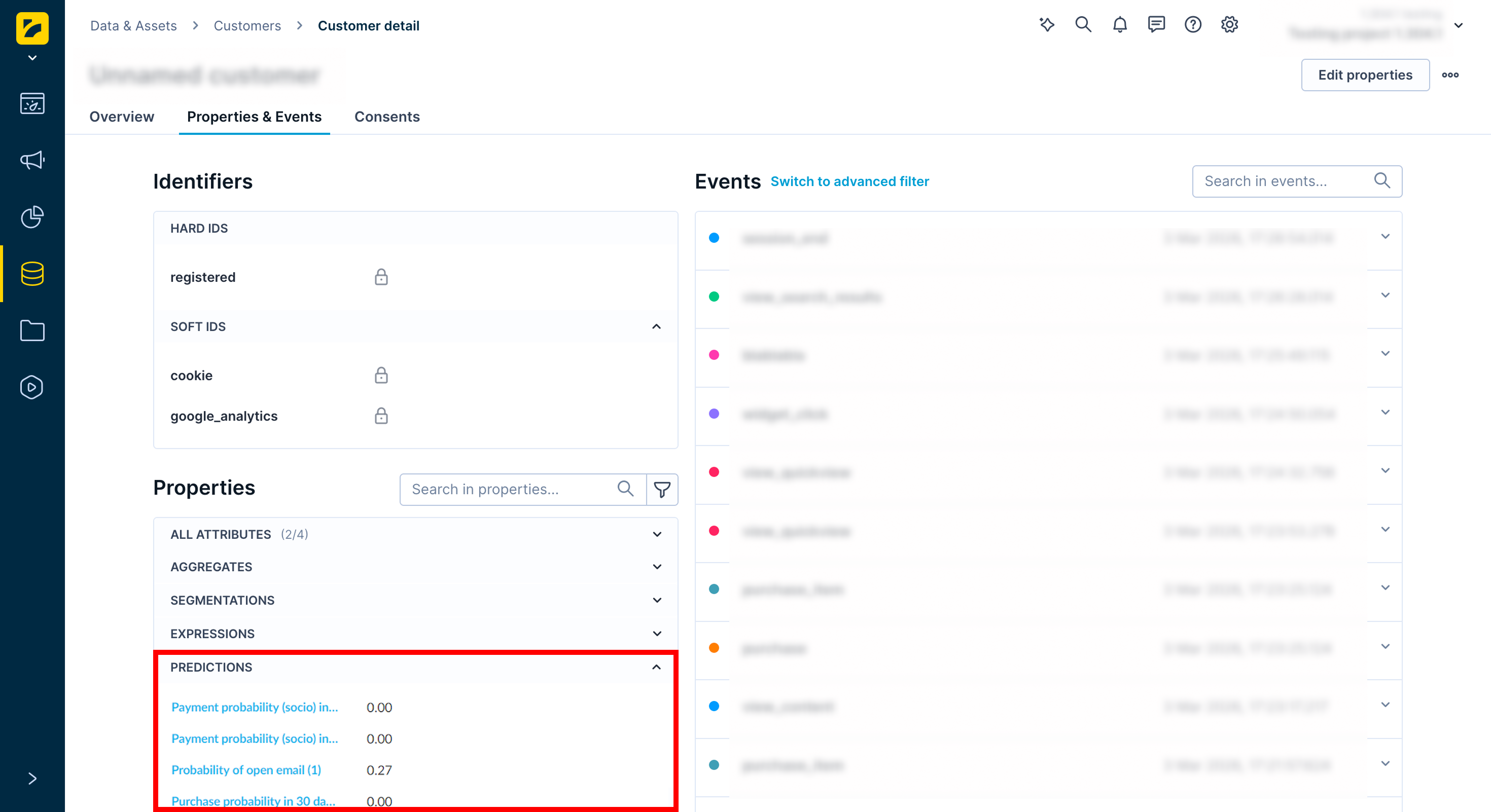 Predictions as customer attribute.