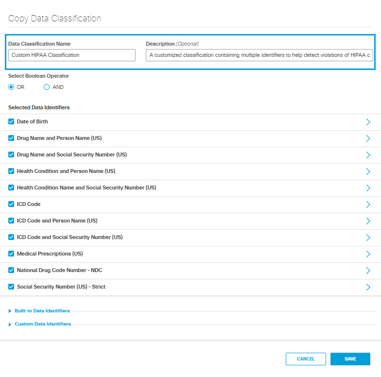 Create a Data Classification Using a Template
