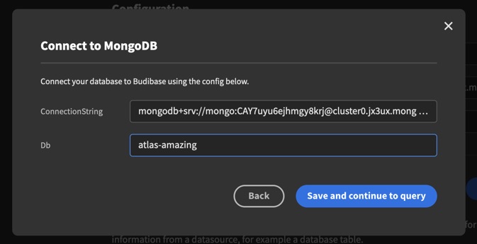 A standard connectionstring when connecting to MongoDB Atlas