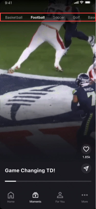 Moments tabs player with multiple feeds