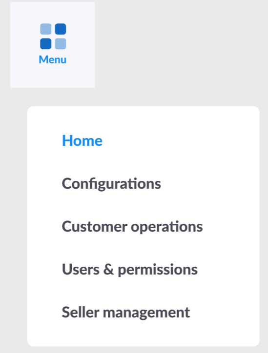 Control Center main menu