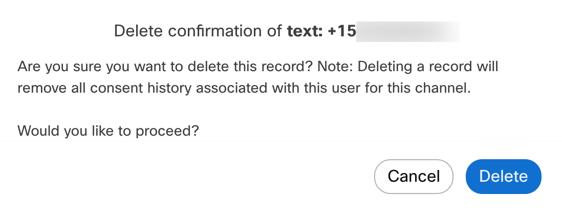 Image showing a confirmation dialog asking the user to confirm the action by clicking the Delete button.