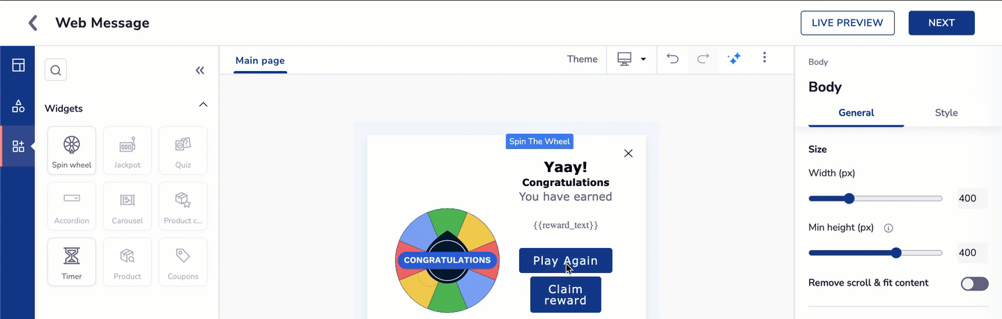 Spin Wheel Widget