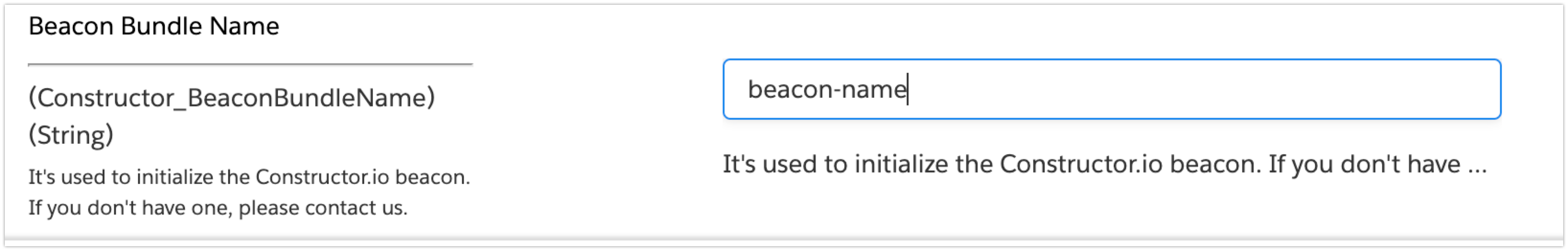 Supplying beacon bundle name