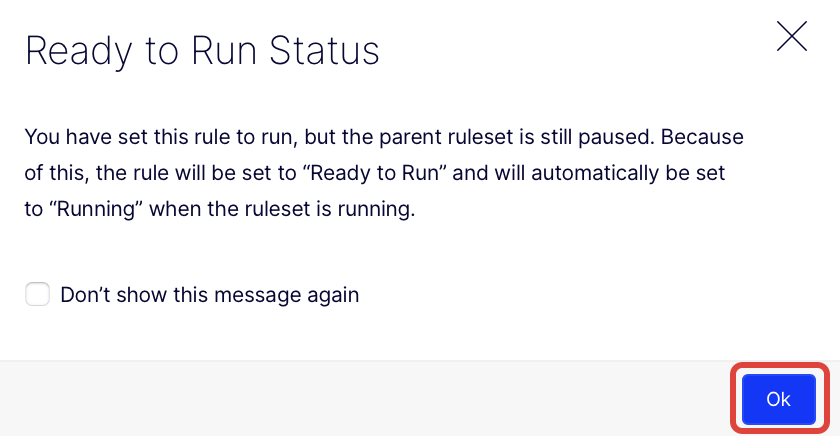 Cick on on ready to run status page