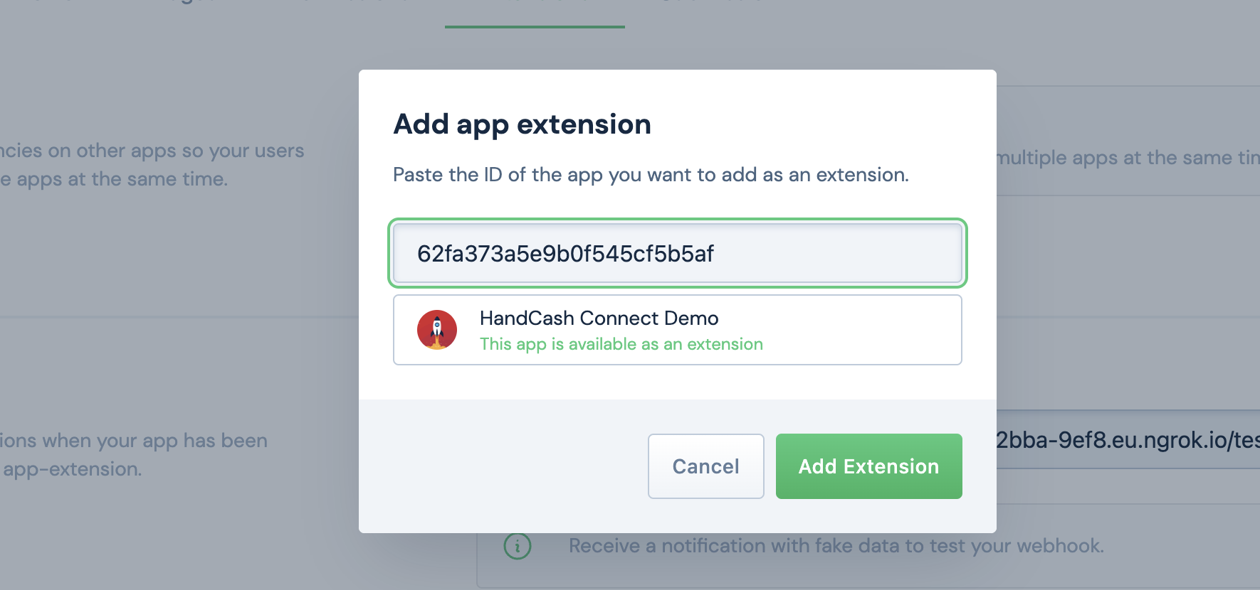 Add extension dialog preview from the dashboard.