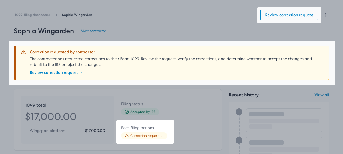 Image showing example of reviewing a correction request