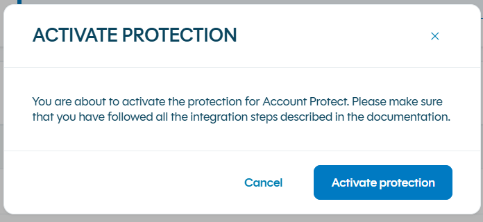 Activate protection confirmation dialog
