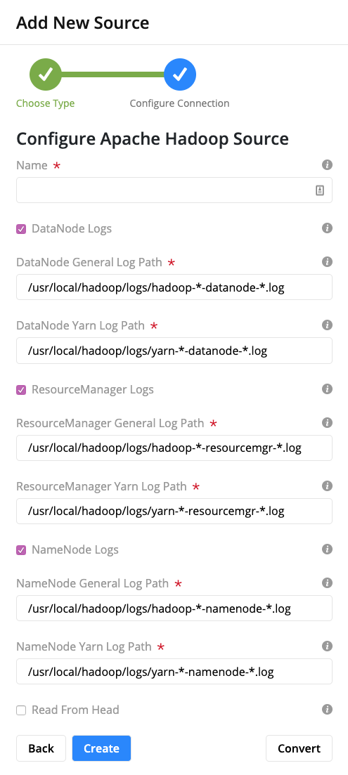 Apache Hadoop Log Configuration Form