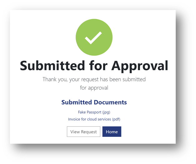 Sample configured transition to an approval