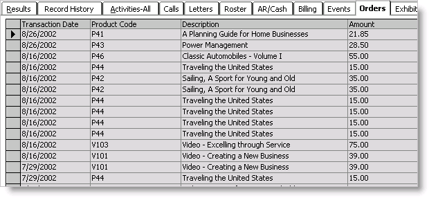 From Customers, select Manage customers, open a customer record, select the Orders tab, and click History