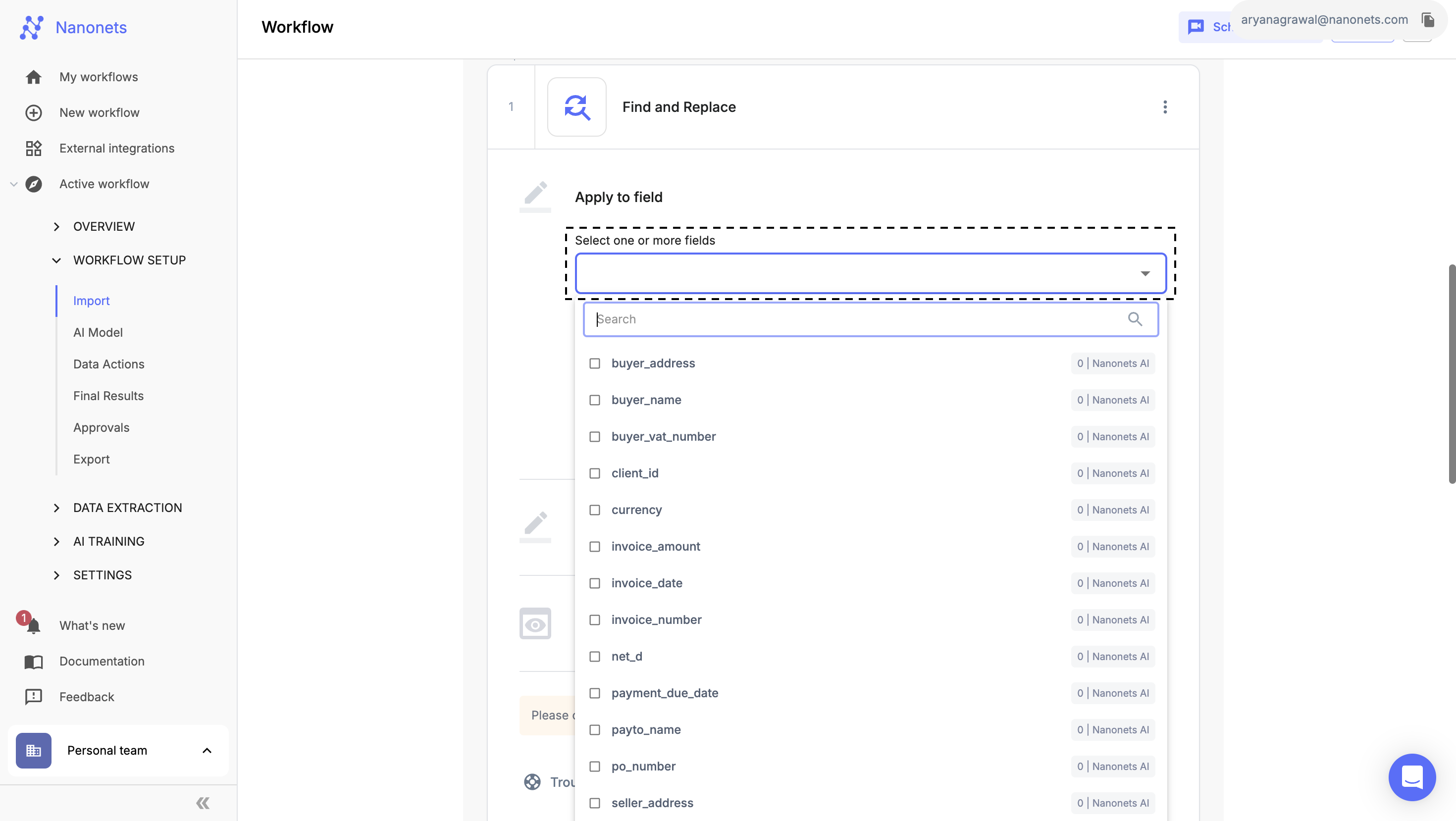 Select Fields or Table Headers