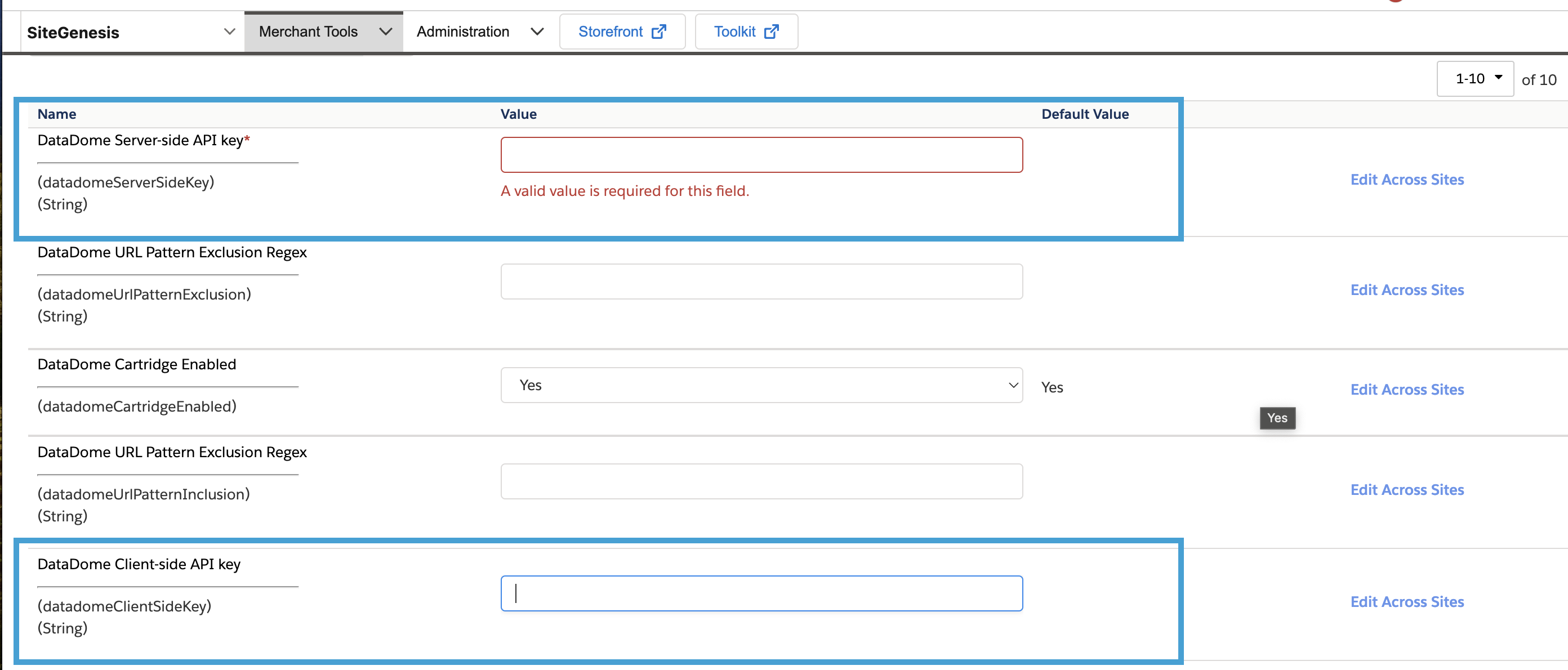 API keys for DataDome