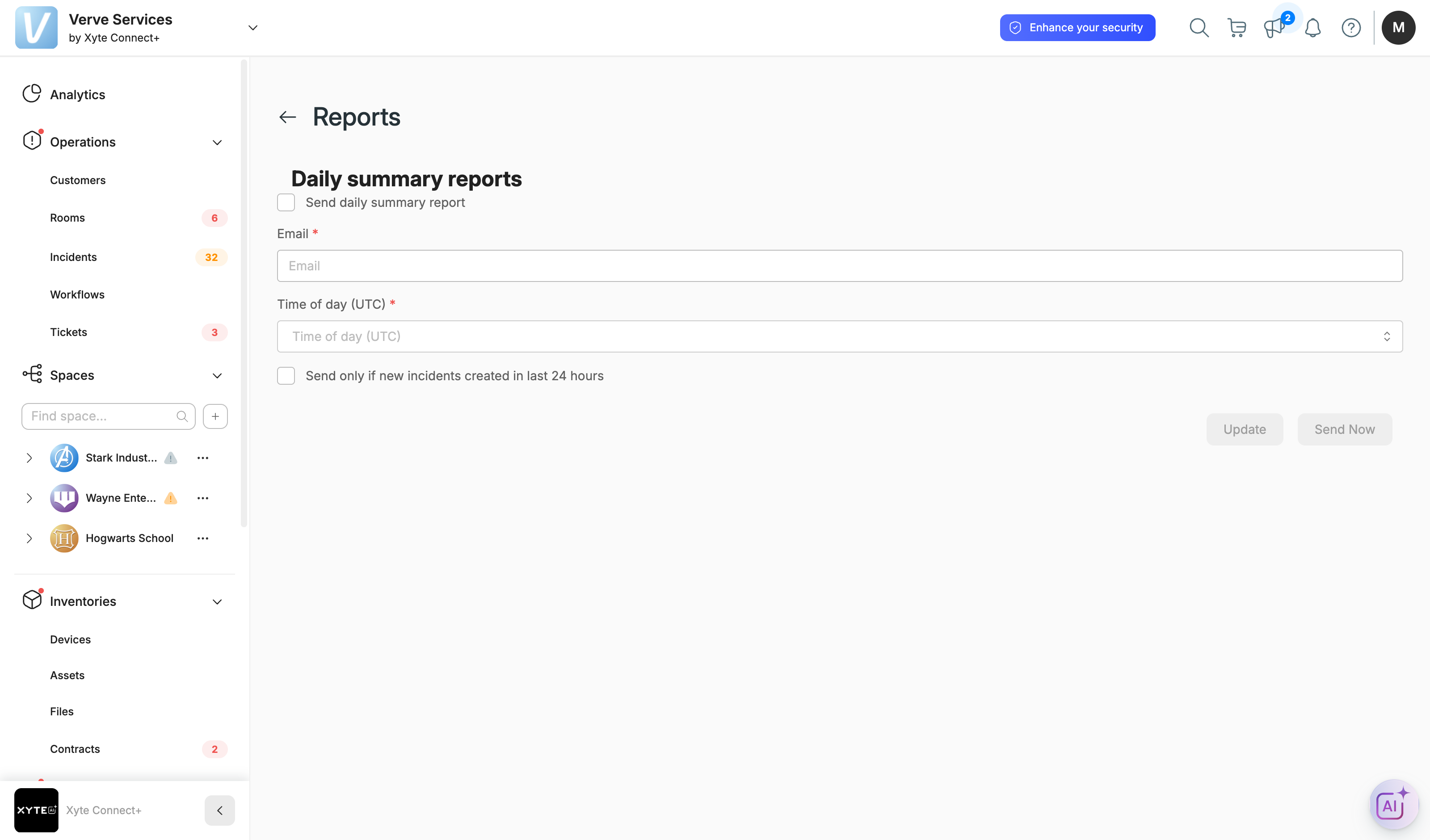 Reports page.