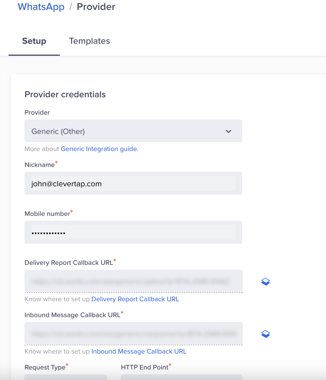 HTTP Endpoint and Headers