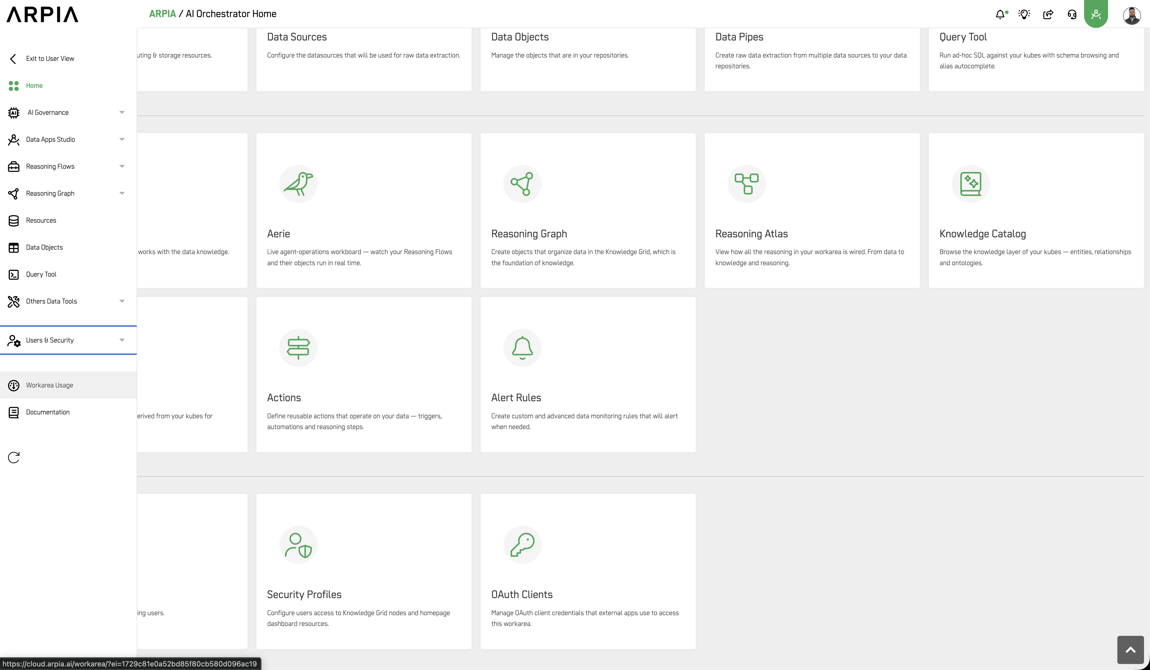 Side menu with Users & Security expanded showing Users, Security Profiles, and OAuth Clients