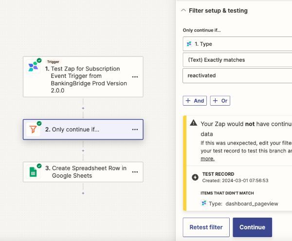 Adding subscription event filters