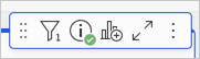 Element toolbar showing filter option, materialization icon with a green checkmark to indicate success, child visualization option, expand to show underlying data option, and the more menu.