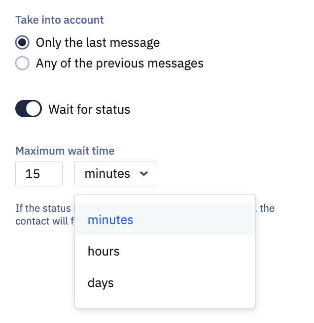 The Maximum wait time field with minutes as the unit