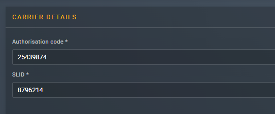 Entering carrier details