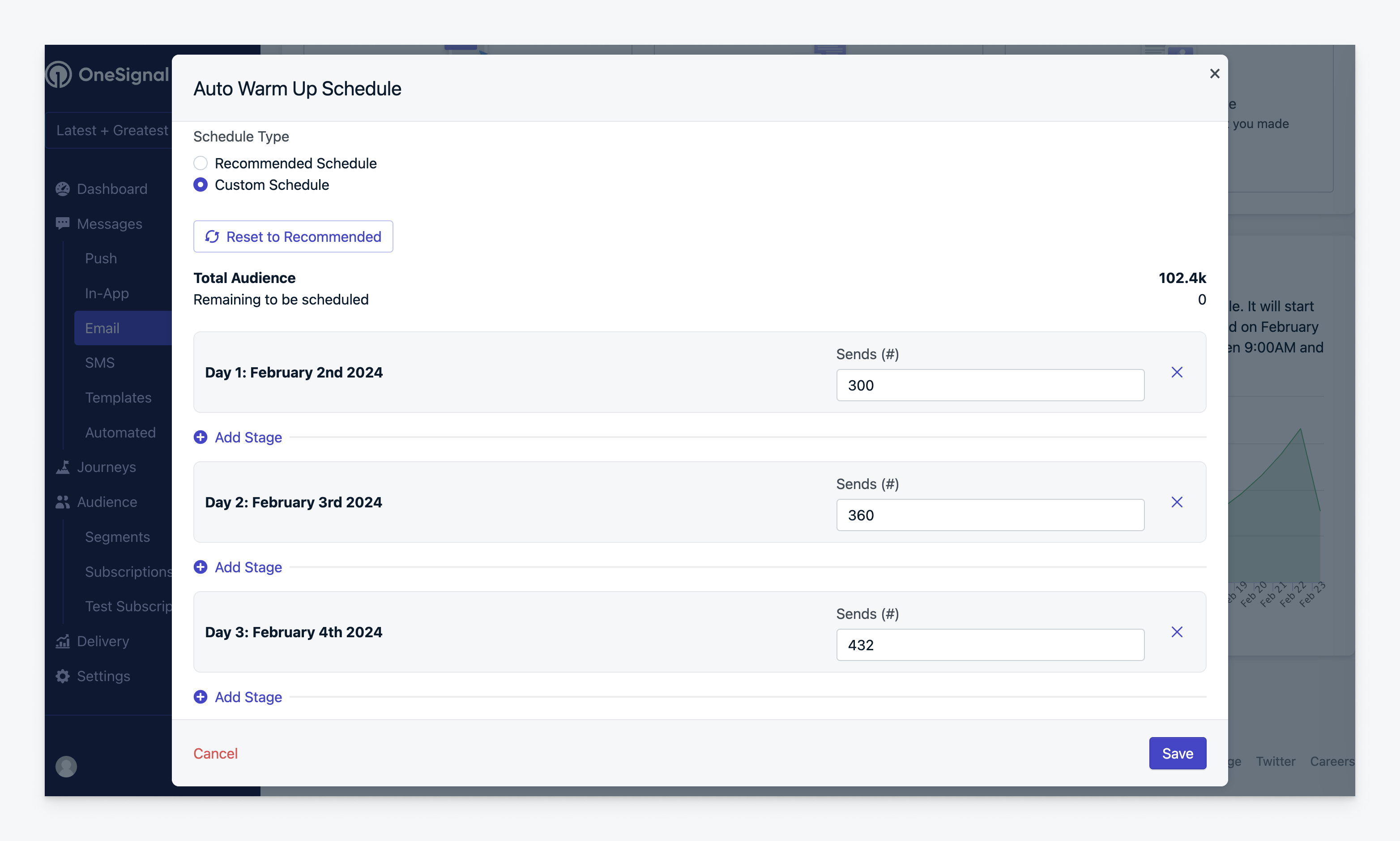 Customize the sending schedule of your Warm Up emails.