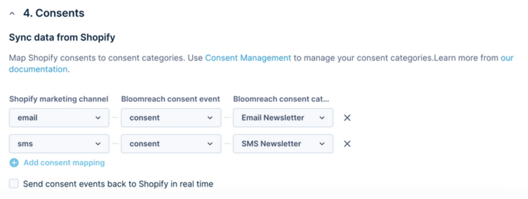 Data hub consent mapping UI
