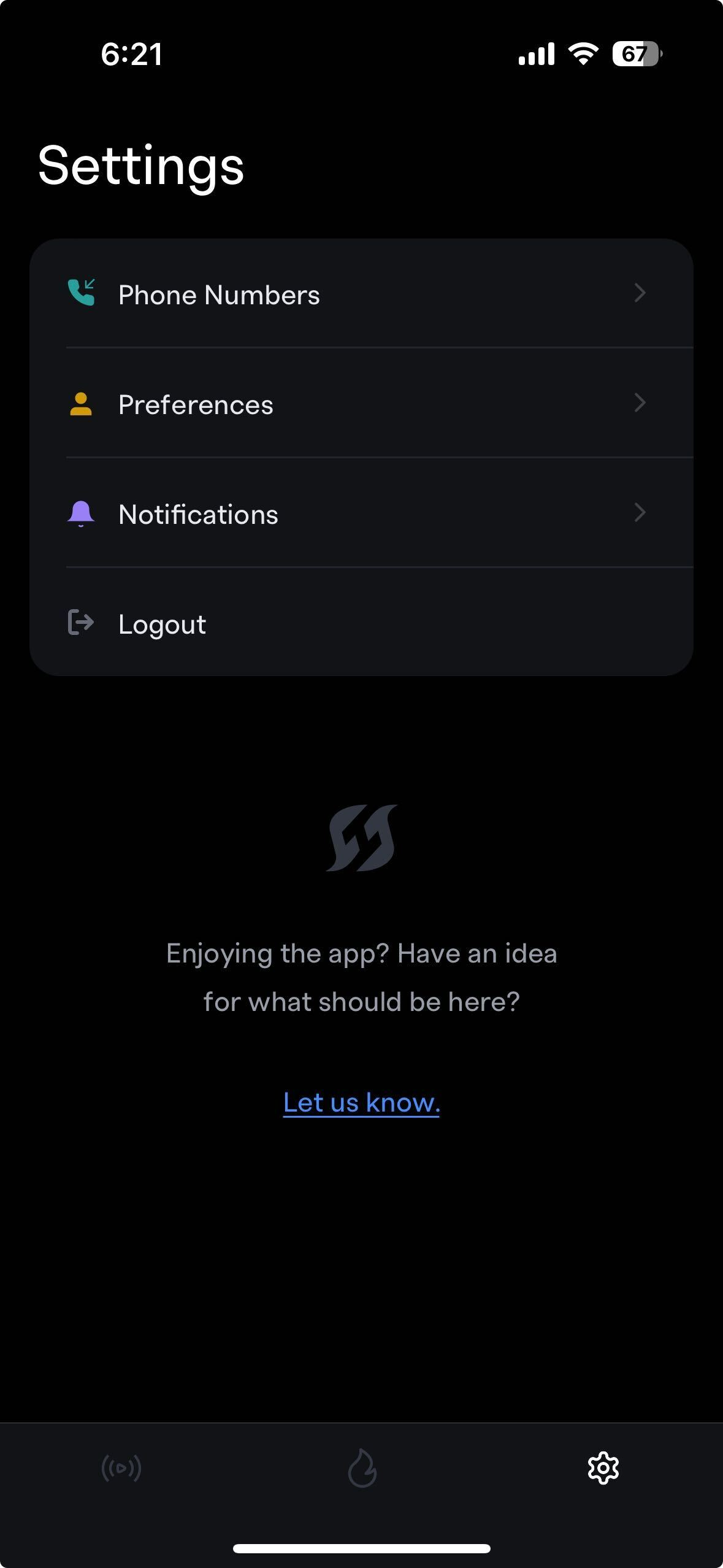 Notification settings in the mobile app