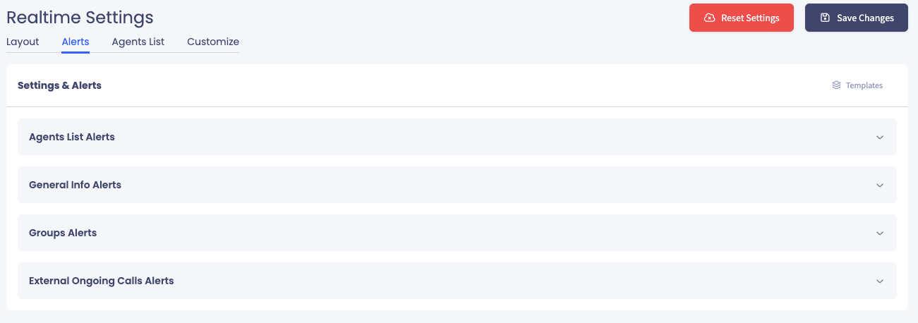 Screenshot of the Alerts tab