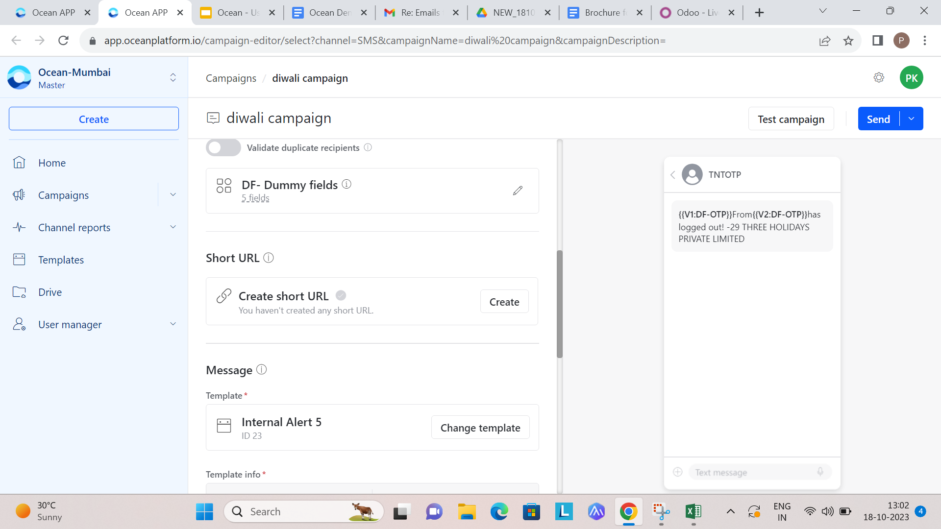 Short URL creation dialog