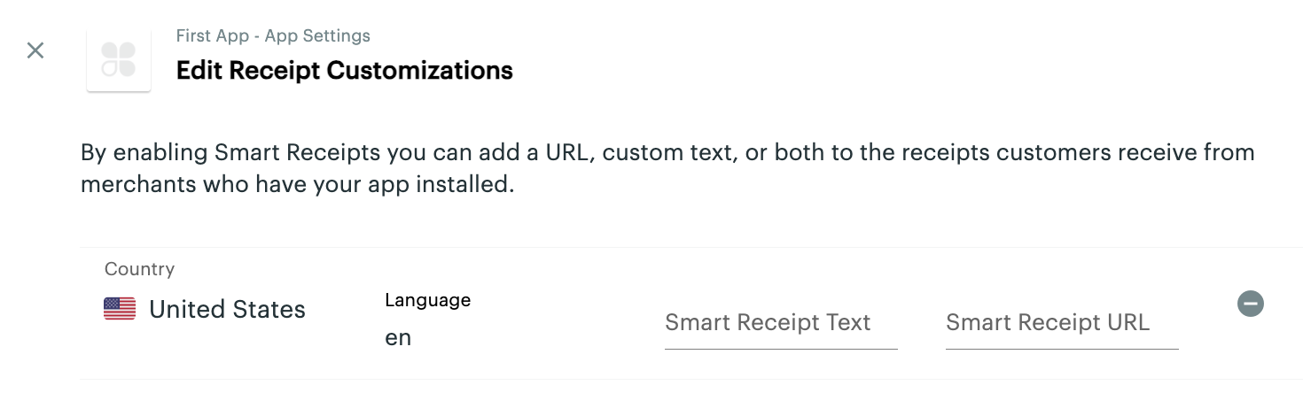 Global Developer Dashboard—Edit Receipt Customizations