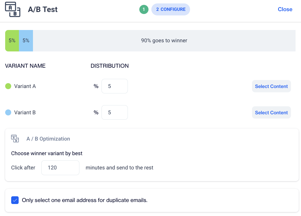 A/B Test Variants