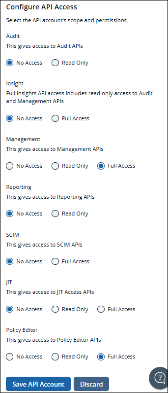 Set permissions for the EPM API account.