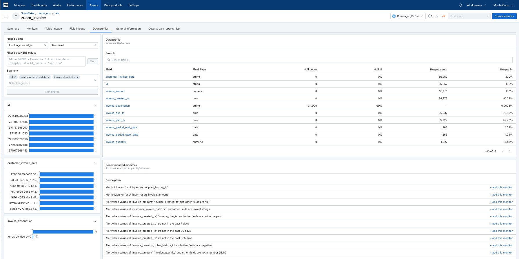 Adjust the slider in Row count and click on values in Segments to filter the rest of the data in the dashboard.