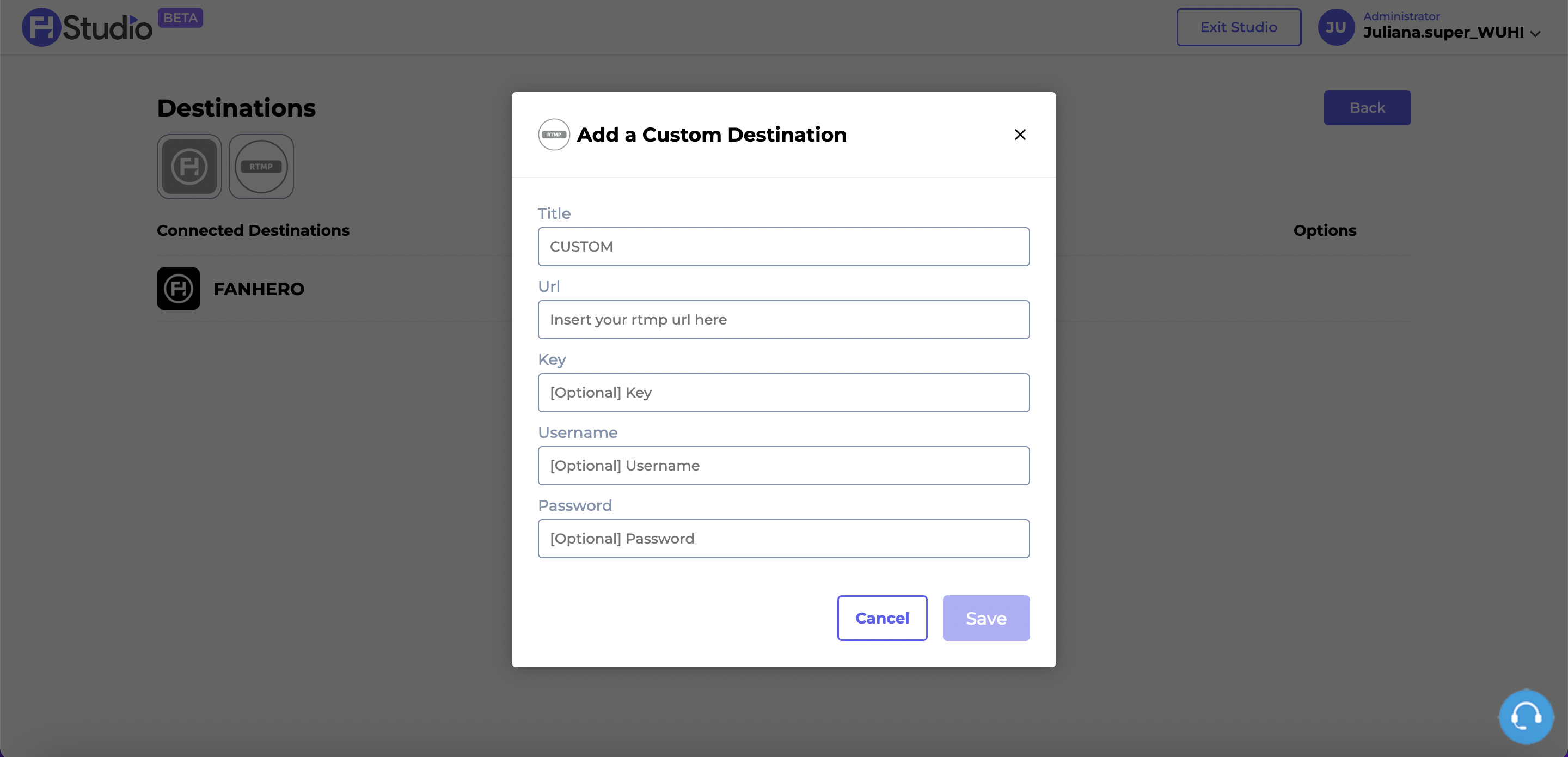 The Add a Destination Screen