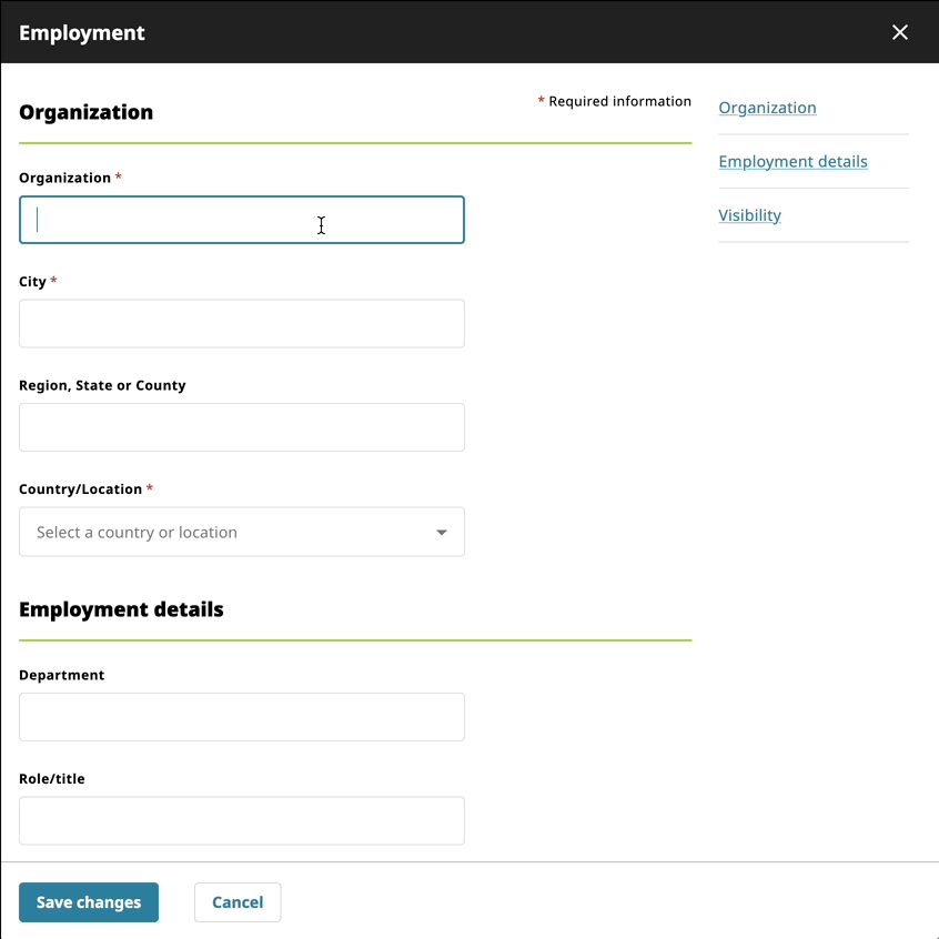 Entering an organization without a ROR ID into an ORCID profile