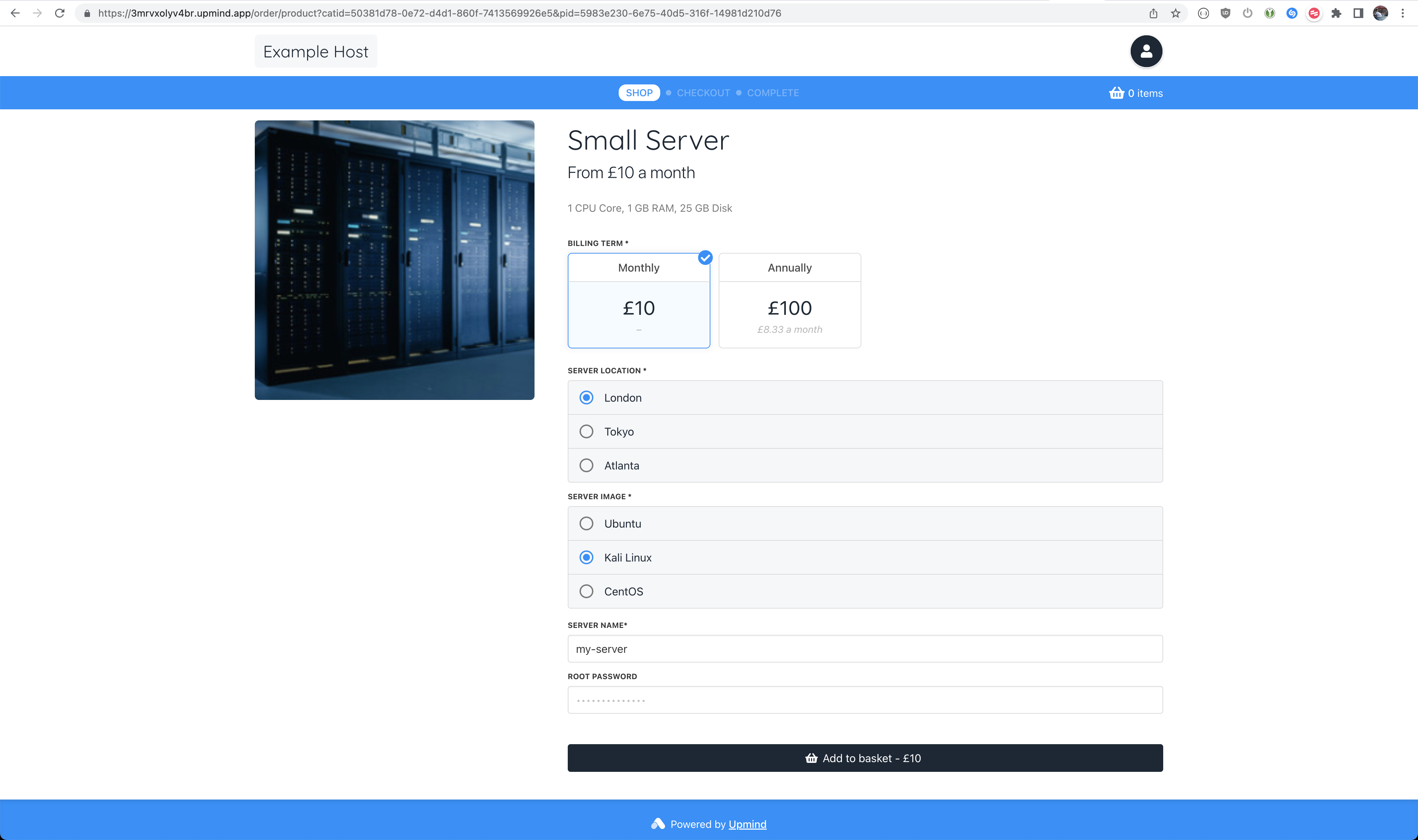 Customer Server Configuration View