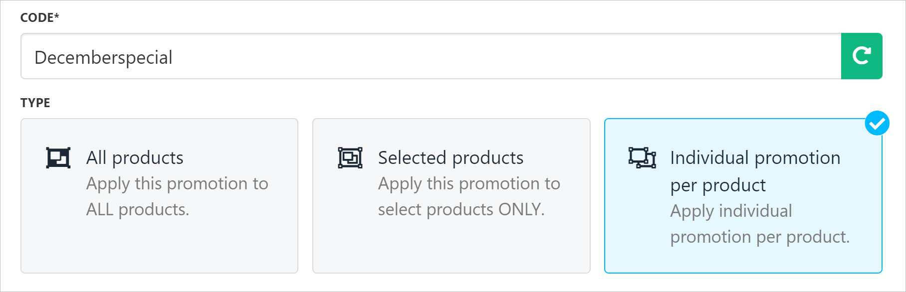Choose Individual promotion per product