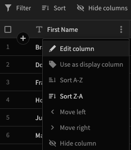 Click the pencil icon to edit column